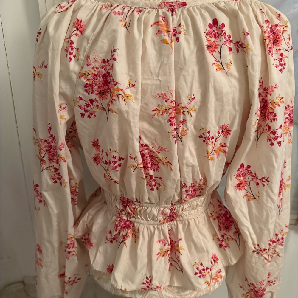 Free People Cream and Pink Floral Blouse - Picture 8 of 8